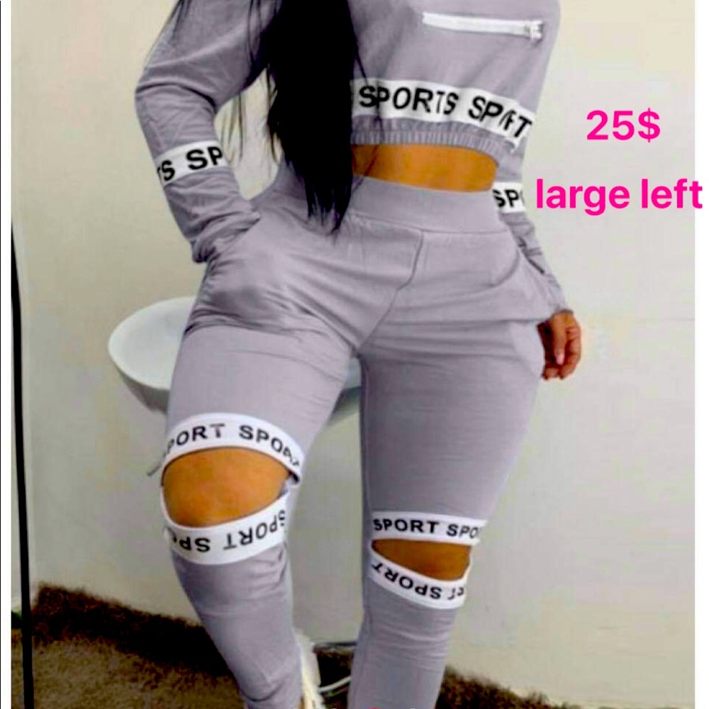 Grey and white jumpsuit